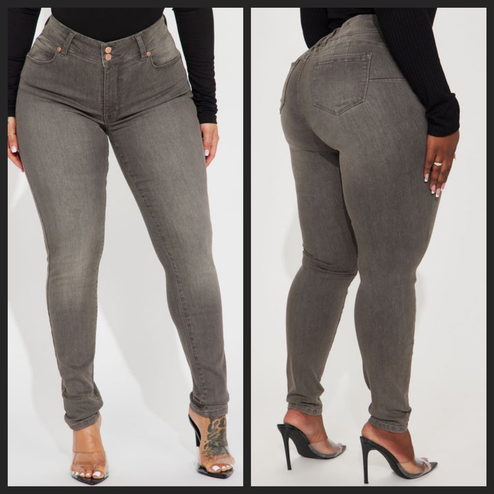 Fashion Nova Double Take Booty Lifting Stretch Skinny Jeans - Grey NEW W/O TAGS